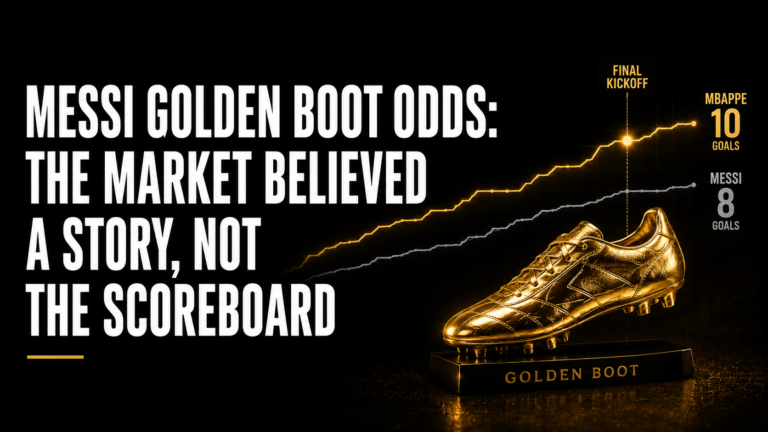Messi golden boot odds tracker illustration against a night match backdrop